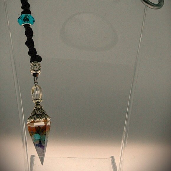 Rear-view Mirror Pendant with Carabiner Clip on a Handmade 14" Black Hemp - Picture 4 of 8